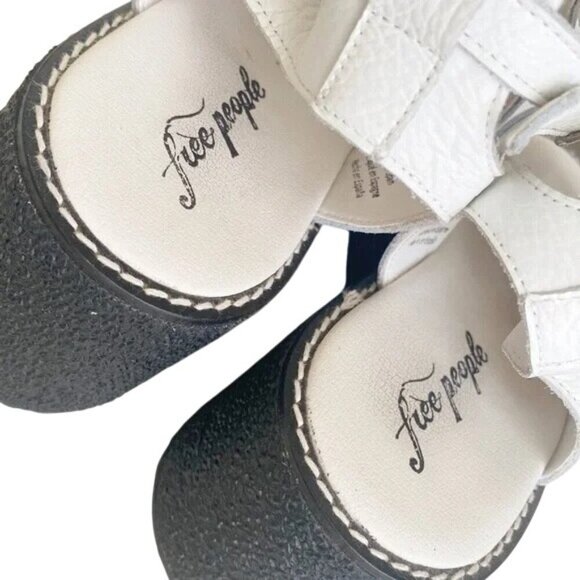 Free People Hallie White Leather Ankle Strap Platform Sandals - Picture 6 of 7